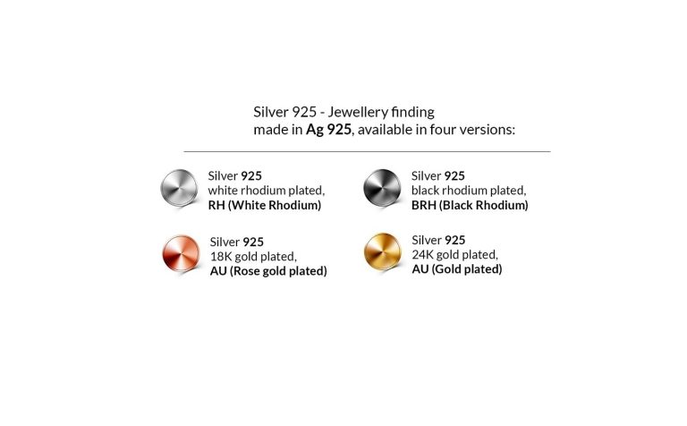 Cuatro versiones de Plata para joyería hecha de AG925