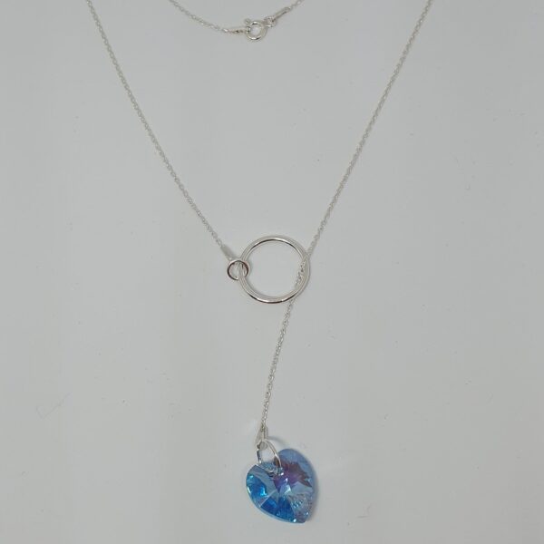 Collar de plata con corazón (Aquamarine) - Imagen 3