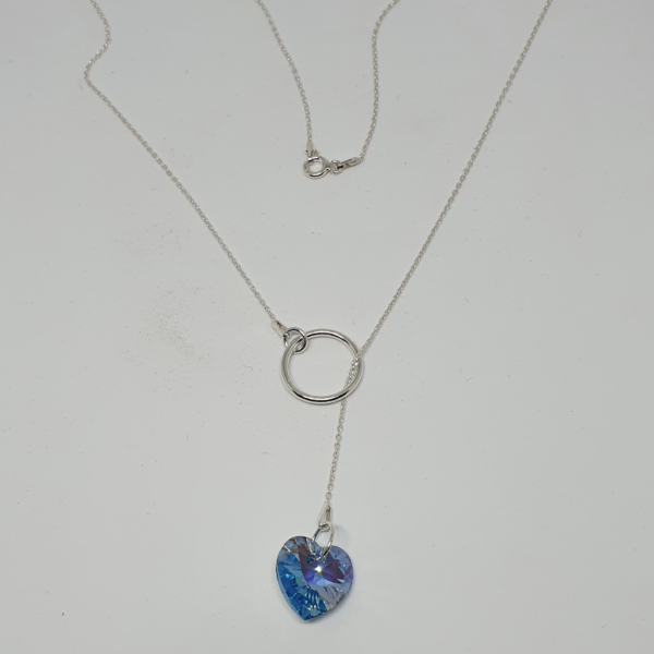 Collar de plata con corazón (Aquamarine)