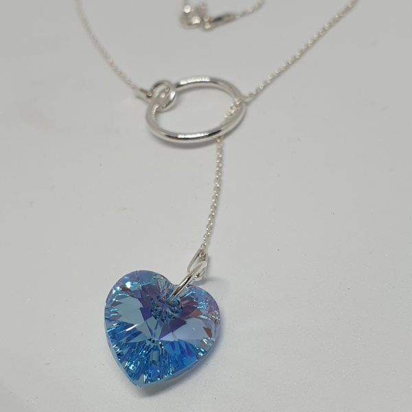 Collar de plata con corazón (Aquamarine) - Imagen 2