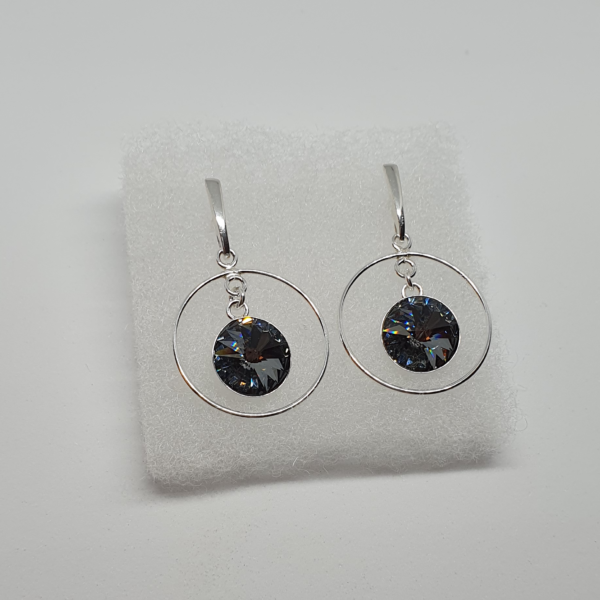 Pendientes con cristales de marca austriaca CRISTAL SILVER NIGHT - Imagen 2