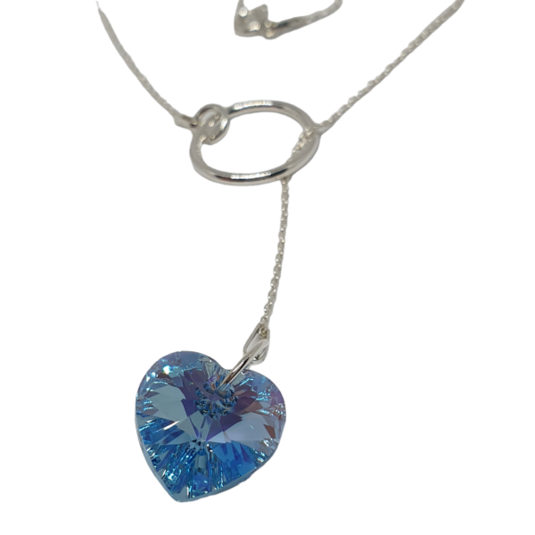 Collar de plata con corazón (Aquamarine) - Imagen 6