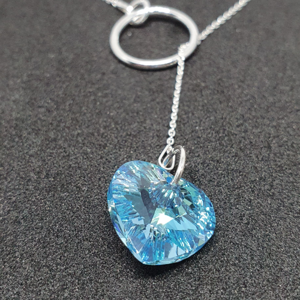 Collar de plata con corazón (Aquamarine) - Imagen 4