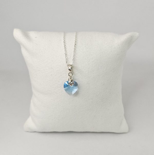 Colgante de Plata con Corazón de Cristal (Aquamarine)