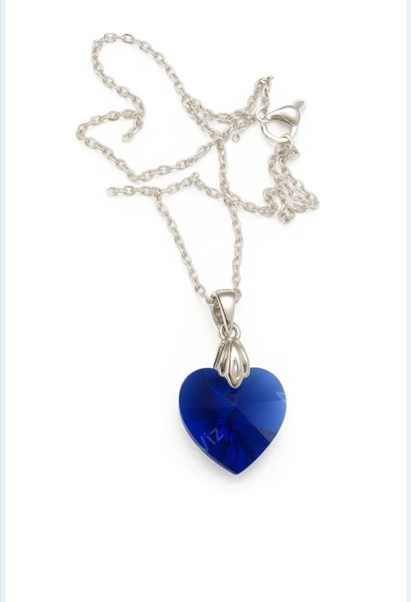 Colgante de Plata con Corazón de Cristal (Majestic Blue)
