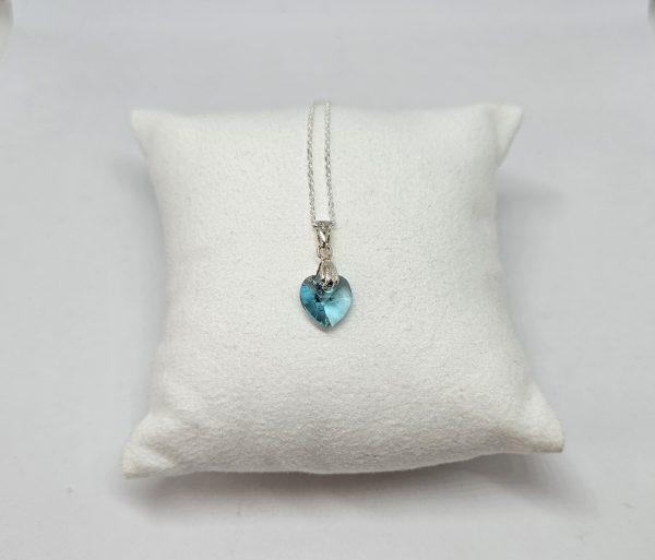 Colgante de Plata con Corazón de Cristal (Light Turquoise) - Imagen 2