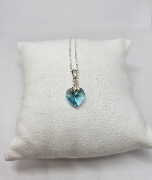 Colgante de Plata con Corazón de Cristal (Light Turquoise) - Imagen 4
