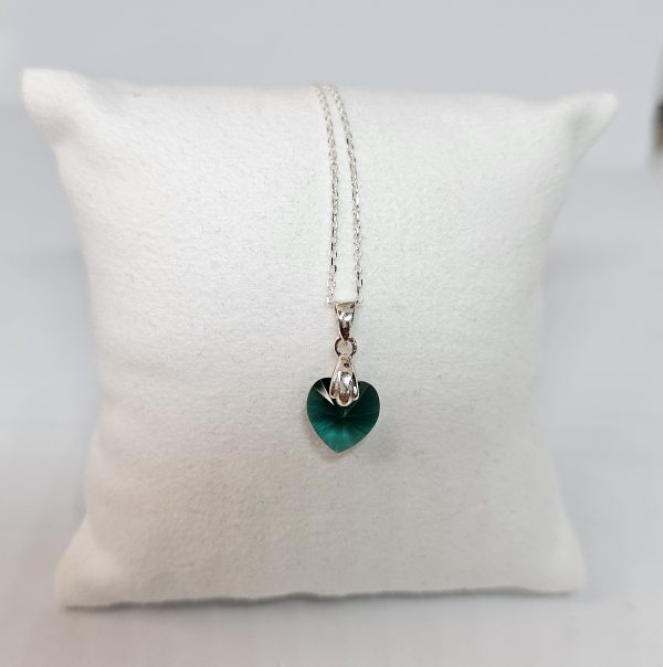 Colgante de Plata con Corazón de Cristal (Emerald) - Imagen 4