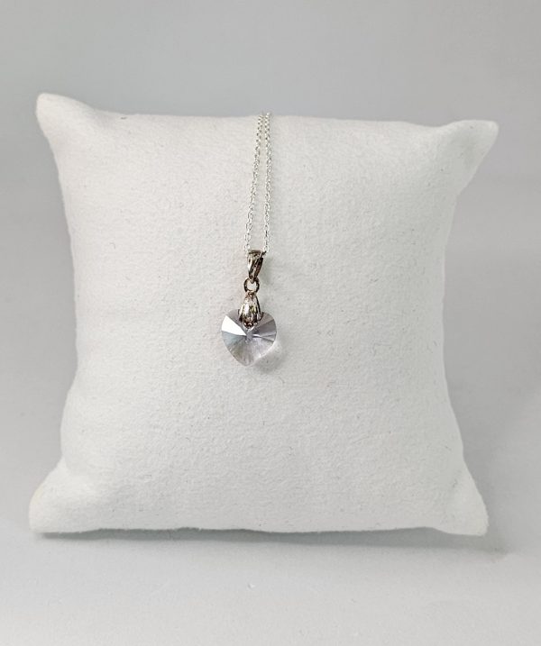 Colgante de Plata con Corazón de Cristal (Smoky Mauve) - Imagen 3