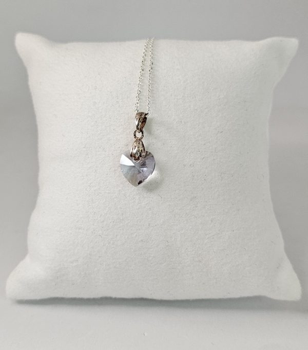 Colgante de Plata con Corazón de Cristal (Smoky Mauve)