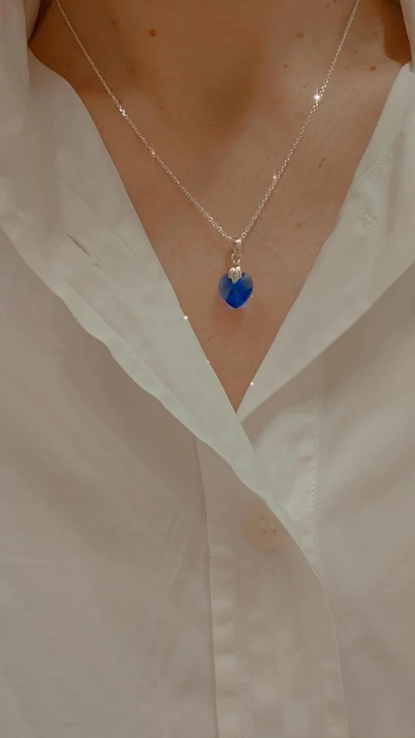 Colgante de Plata con Corazón de Cristal (Majestic Blue) - Imagen 2