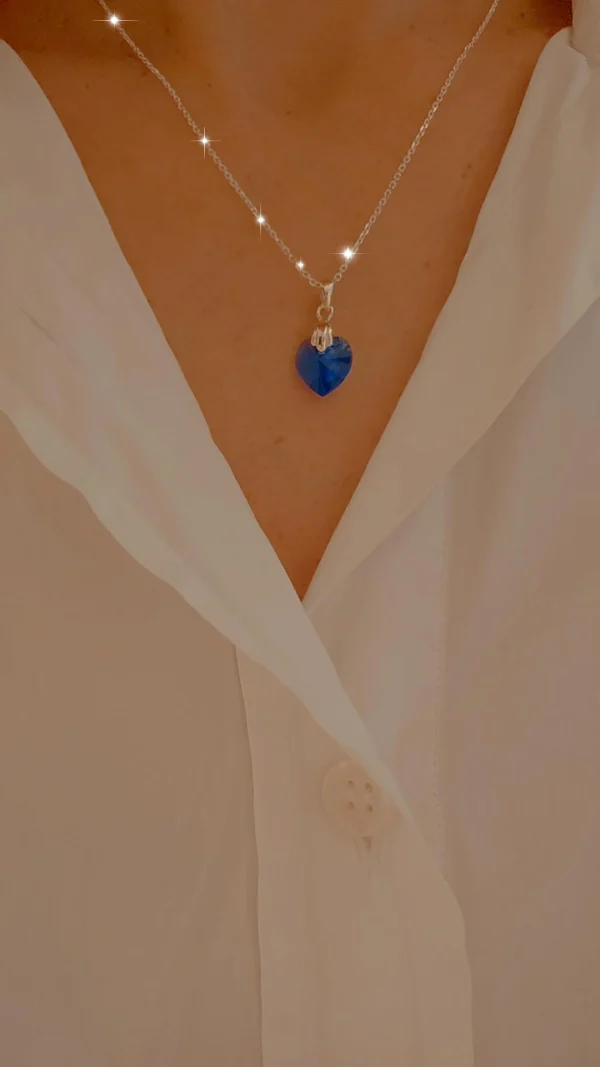 Colgante de Plata con Corazón de Cristal (Majestic Blue) - Imagen 4