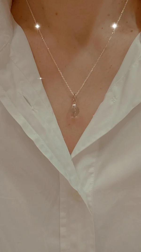 Colgante de Plata con Corazón de Cristal (Smoky Mauve) - Imagen 5