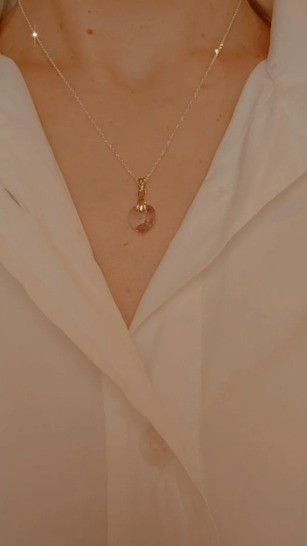 Colgante de Plata con Corazón de Cristal (Smoky Mauve) - Imagen 2