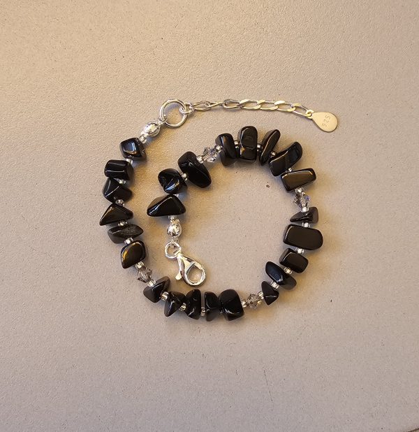 Pulsera de Obsidiana Negra en Plata 925 – Joyería Artesanal Elegante - Imagen 2