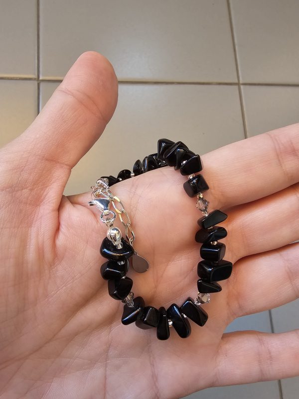 Pulsera de Obsidiana Negra en Plata 925 – Joyería Artesanal Elegante