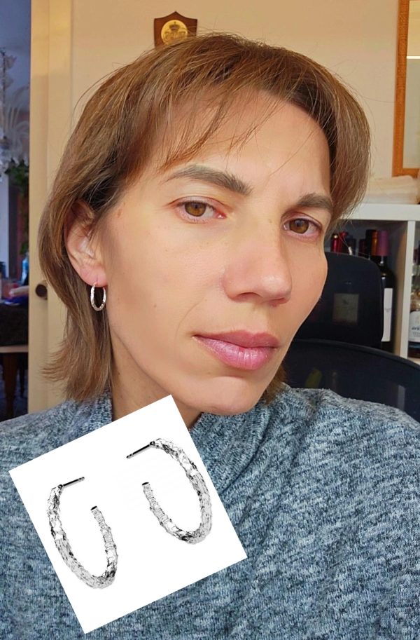 Pendientes de plata en forma de medialuna con textura | Aros medio luna elegantes - Imagen 2