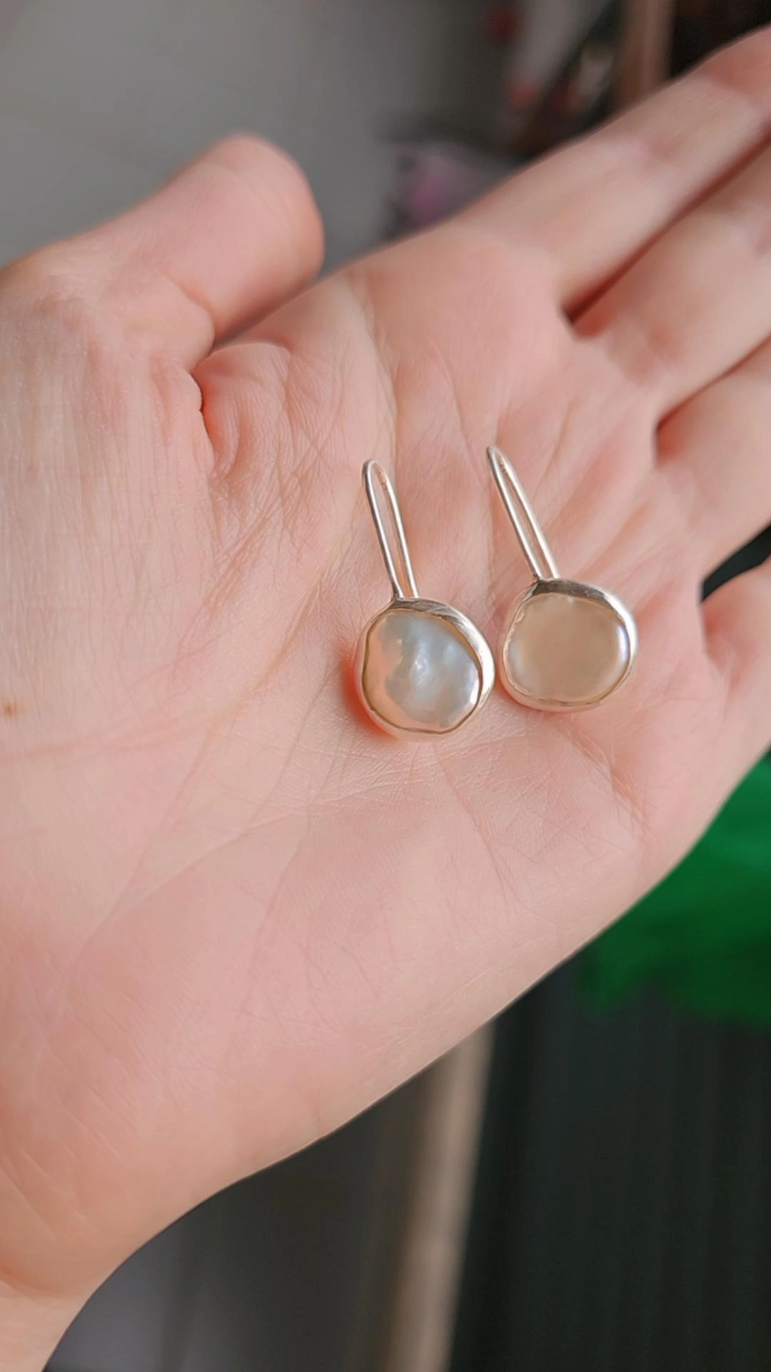 Pendientes de plata 925 con perlas barrocas naturales engastadas a mano - Imagen 7