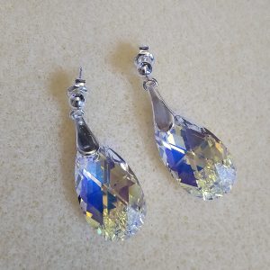 Pendientes de Plata de Ley con Cristales Iridiscentes Aurora Boreal